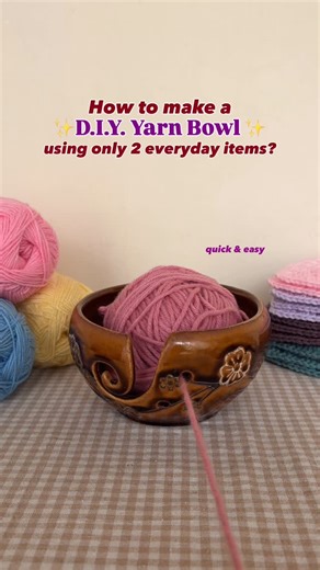 Aishwarya Deepak | Crocheter • Content Creator • Educator on Instagram: "DIY Yarn Bowl 🧶 If you want to use a yarn but it’s too expensive or not easily available near you then you can definitely try this DIY. It’s quick and easy. You just need 2 everyday items: a bowl and a binder’s clip ( also called a paper clamp or banker’s clip). Attach the clip to the bowl’s brim, pass the yarn end through the handle of the clip and it’s ready to use. Follow @crochet.chronicles_ #crochetdiy #diycrochet #cr