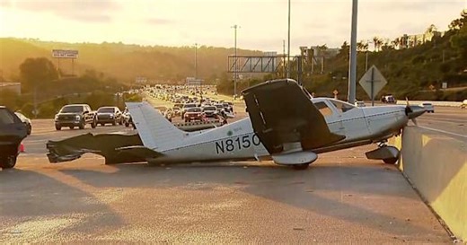 Small plane makes emergency landing on California interstate
