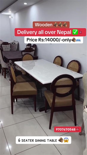 Affordable 6-Seater Wooden Dining Table in Nepal