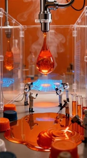 [AI] Micro Fuel Team Extracts Petrol from a Giant Orange 🍊🍊#tinyworkers #shorts #miniworld