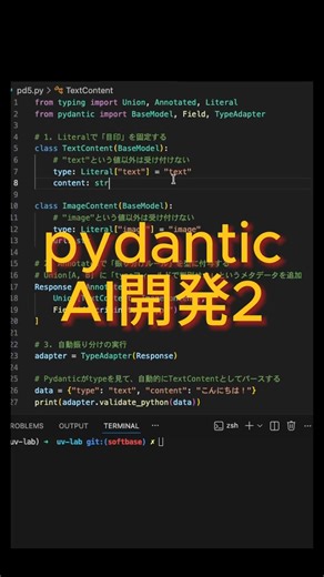 python pydantic でAI開発2 型の振り分け#ai開発 #python