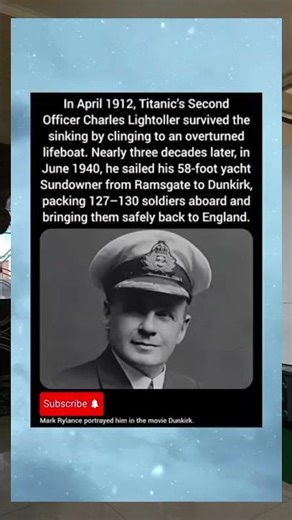 In April 1912, Titanic's Second Officer Charles Lightoller survived the sinking by clinging to an