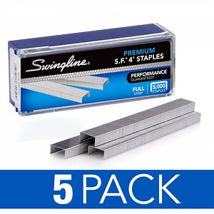 Swingline S.F. 4 Premium Staples, 1/4" Length, 210 Per Strip, 5,000/Box, 5 Pack
