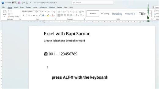 4.4K views · 32 reactions |  Create Telephone Symbol in Microsoft Word using Shortcut Keys! Quick and easy trick to add the ☎️ symbol in your document. #MicrosoftWord #WordShortcut #MSWordTips #WordTricks #OfficeShortcuts #ProductivityTips #WordTutorial #ShortcutKeys | learn Excel with Bapi Sardar | Facebook