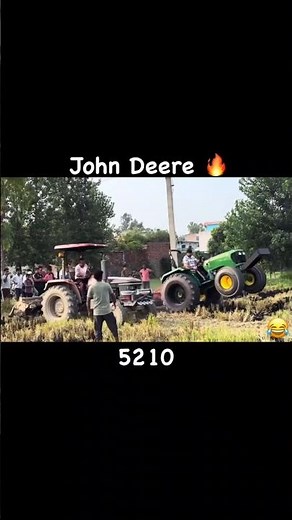 John deer 5210 vs Mahindra Arjun novo ki drag race 😮#johndeere #tractor #shortvideo