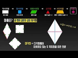 (초5수학) (5/5) 마름모의 넓이 구하기 (다각형의 넓이 구하는 방법)