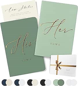 ARTESORI Premium Wedding Vow Book for Her & Him, Soft Touch, Gold Foil, 28 Lined Pages, Vow Books His and Hers, Wedding Essentials, Wedding Registry Ideas, His and Hers Gifts [Mint & Sage]