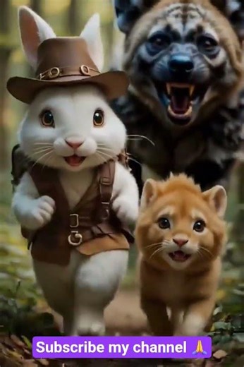 Adorable friendship story of little simba and cute bunny rabbit