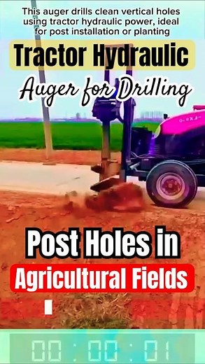 Tractor Hydraulic Auger for Drilling Post Holes in Agricultural Fields