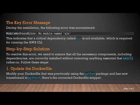 How to Fix the ModuleNotFoundError: No module named 'six' when Installing AWS CLI on Alpine