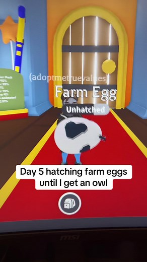 Hatching Farm Eggs in Adopt Me: Day 5 for an Owl