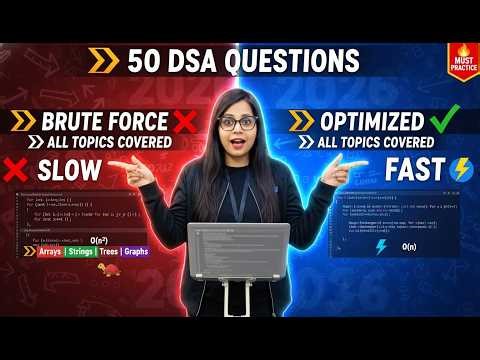 Top 50 DSA Questions You MUST Practice 🔥 | Brute Force vs Optimized Solutions (2026) #dsa #java