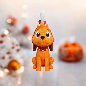 Holiday Pup Amigurumi Doll | Crochet Style Dog Toy | Animal Desk Collectible | Holly Lab Experiment - Etsy