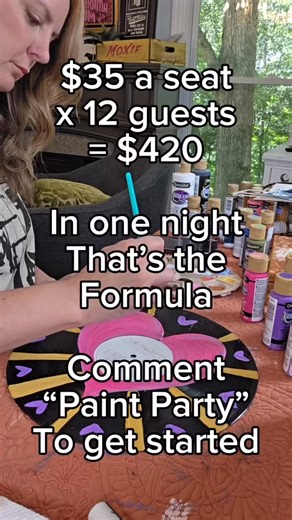 Heidi Easley on Instagram: "This isn’t complicated math. It’s simple multiplication that changes your income. $35 is a fair starting price. 12 guests is a manageable group. $420 for a few hours of doing what you love. Do that once a week? That’s $1680 a month. Twice a week? $3360. The formula works. You just have to use it. comment “paint party“ to learn exactly how to fill those seats."