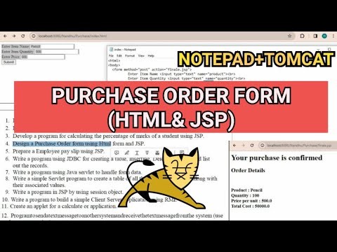 Design a Purchase Order Form Using Html form and JSP | Purchase Order Form | JSP Purchase Order