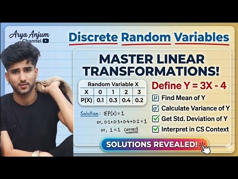 Linear Transformation of Discrete Random Variables | Mean & Variance of Y=3X-4