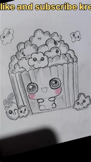 How to Draw Kawaii Popcorn step by step - Super Easy! 🍿#shorts #drawing #cute#popcorn #easy#viral