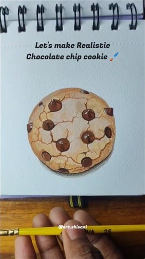Chocolate Chip cookie Drawing, Realistic drawing for beginners #trending #art #viral #artyoutuber