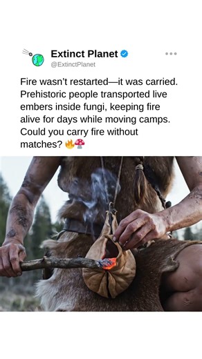 Carrying fire before civilization 🔥🍄 #prehistoric #prehistory