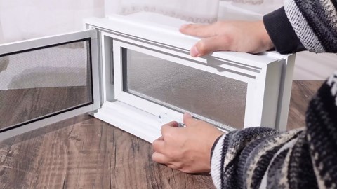 16'' x 8'' Small Basement Windows White Vinyl Bathroom Window Shed Window Mobile Home Windows with Double Glazing Screen for Glass Block Cabins House Garage(Frosted Glass)