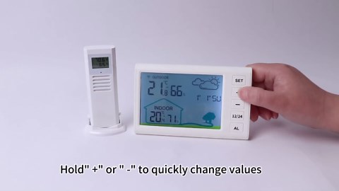 Wireless Weather Station with Atomic Clock, Indoor/Outdoor Thermometer, Digital Weather Forecast Station, Home & Office Use, Battery Powered (Batteries Not Included), White