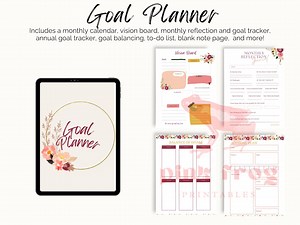 Goal Planner BUNDLE, 2024 Goals Tracker, SMART Goal Setting Kit, New Year, Monthly Habits Reflections, Productivity, Vision Board Printables - Etsy