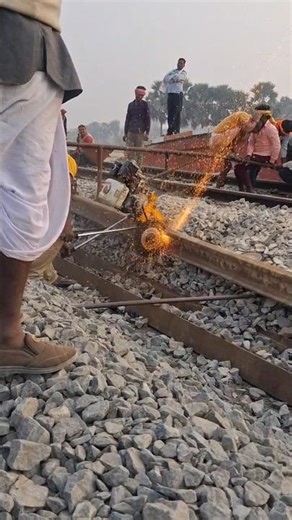 🔥 Rail Cutting Work | Spark & Speed Action#rail #railcutting #railway
