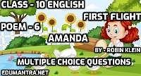 English MCQ Amanda Objective quiz Class 10 Part - 1