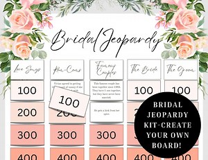 Bridal Shower Jeopardy Printable Game Bachelorette Jeopardy Game Cards -bridal Jeopardy Kit Poster Game PDF - Bridal Jeopardy Questions - Etsy