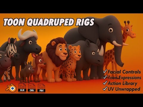 Blender Quadruped Rigs for Animation – Lion, Leopard, Rhino, Elephant, Buffalo & More