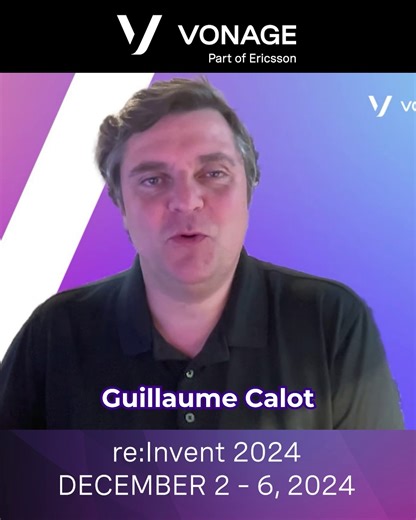 Ready to tackle fraud? Join Vonage at #AWSreInvent with AWS Partners. Powered by Network APIs, our solutions are designed to safeguard your business and customers. Here's a sneak peek from Guillaume Calot. See you soon! https://bit.ly/3ZnFYUY | Vonage | Facebook