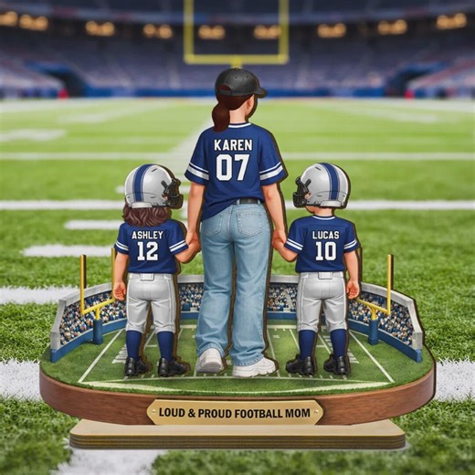 Personalized Best Football Mom Ever Wooden Plaque, Custom Football Mom and Kids Plaque, Mother's Day Gift for Mom, Family Statue Home Decor - Etsy