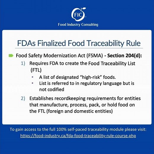 What is FDA's New Food Traceability Rule (FSMA 204)?