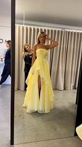Our prettiest current obsession, ‘MONACO’ has arrived 💛 IN STOCK - The buttercup yellow layers are so soft and whimsical 🫶🏼 #NEW #promdress #formaldress #prom #formalshopping | STUDIO MINC