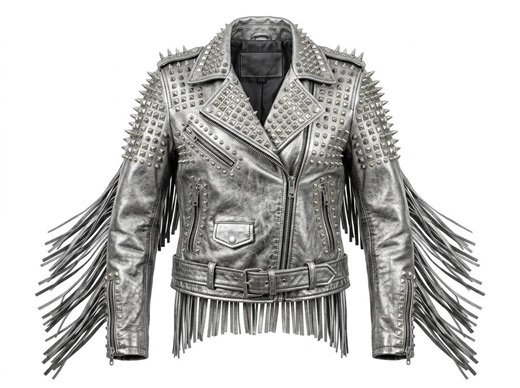 Women’s Studded Leather Jacket With Fringe, Punk Rock Biker Coat With Edgy Moto Style and Statement Streetwear Look - Etsy