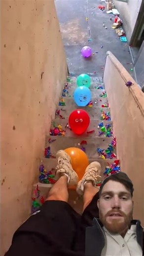 Challenge the stairs obstacle course and pop colorful balloons #balloon