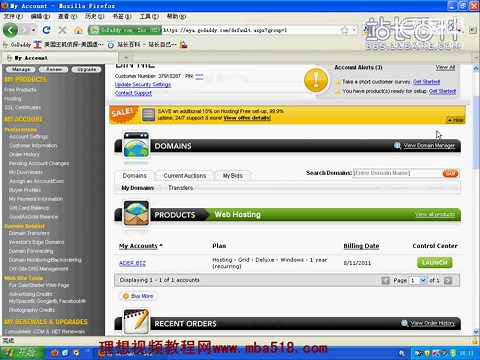 [Godaddy主机中文视频教程].1.GoDaddy账户以及界面功能介绍ok