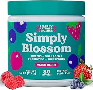 Simply Blossom Nutrition - Daily Greens & Superfood Powder + Collagen + Probiotics for Women's Digestive Health & Bloating Relief. Help Your Health Bloom - 30 Day Supply