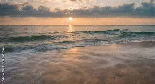 Tranquil Seascape: Soft Pastel Hues Reflecting the Serenity of Coastal Scenes, Invoking a Desire for Relaxation and Escapism. Stock Video