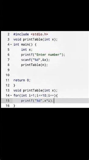 Print Table [Function Type] video-10 Learn C Language #coding #clanguage