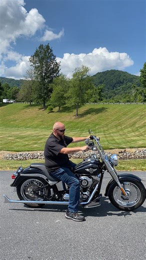 Chris is revving up this 2013 Fat Boy in Midnight Pearl for you! Shoot us a text to test ride this baby! (828) 581-2000 | Harley-Davidson of Asheville
