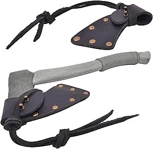 Leather Hatchet Sheath Axe Holster, Buffalo Hide Axe Head Cover with Belt Loops Axe Protector (Blade A: 3" ~ 3 3/8", Black)