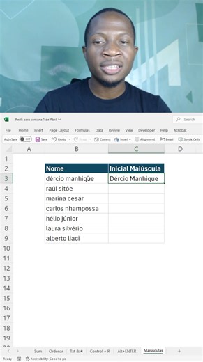 Aprenda a colocar iniciais maiúsculas no Excel usando fórmula. (Proper) | Excel para Estágio