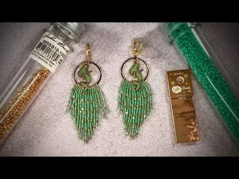 Fringe Mermaid Earrings Tutorial Using Cylin Beads from John Bead