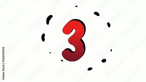Number 3 three symbol sign animation motion graphics icon on white background,the number reveal on smoke,cartoon video number for video elements