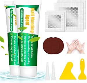 14PCS Drywall Repair Kit, Wall Spackle with Patch and Scrapers, Plaster Wall Repair Kits, Wall Mending Agent Great Hole Filler at Home Quick Dry Wall Putty