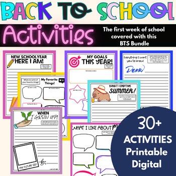 Back to School Activities Beginning of the Year First Week of School
