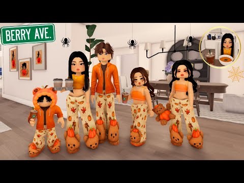 Fall Night Routine *Halloween* with my husband and children on Berry Avenue, Roblox