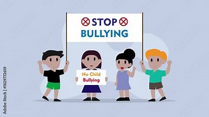 Child Protest Stop Bullying cartoon animation