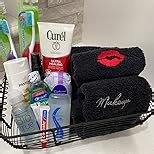 DAN RIVER Black Makeup Towels - Pack of 6 (13x13 in) - Ultra Soft Cotton Face Towels with Embroidery - Reusable, Quick-Dry & Machine Washable Makeup Remover Cloths for Bathroom, Spa & Salon
